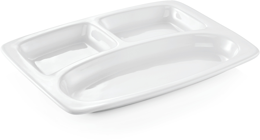 Abteilschale, 3-fach Unterteilung, 31 x 23 x 3 cm, Porzellan