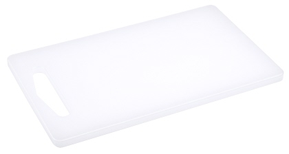 Schneidbrett, weiß 25 cm x 15 cm x 1 cm  mit Griffloch, ohne Füßchen