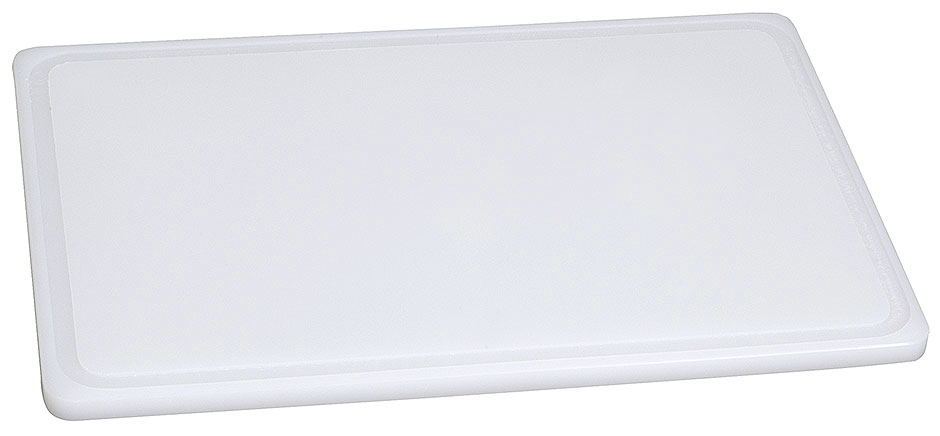 Schneidbrett, weiß 60 x 40 cm 2 cm, mit Saftrille  mit Füßchen