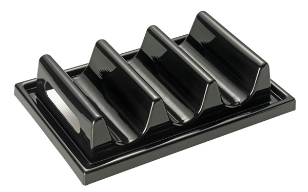 Snackpresenter - 3 Mulden 29 x 19 cm, H: 6,5 cm , Schwarz