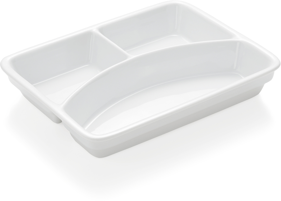 Abteilschale, 3-fach Unterteilung, 23,5 x 17,5 x 4,5 cm, Porzellan