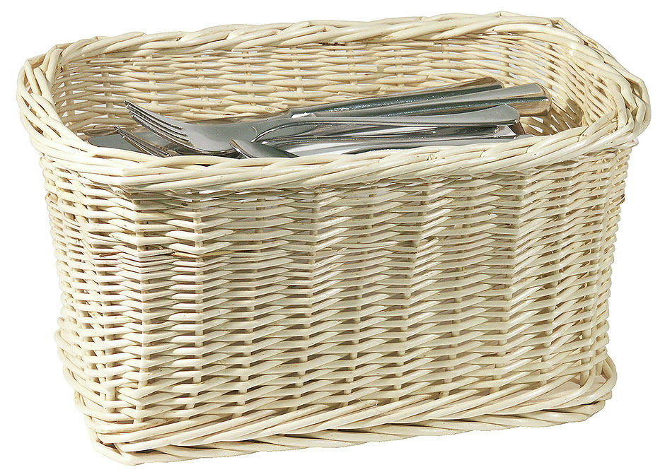 Besteckkorb 25 x 15 x 15 cm aus heller Naturweide