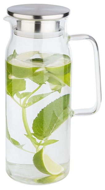 Glaskaraffe Ø 10 cm, H: 26 cm, 1,5 Liter , Edelstahl