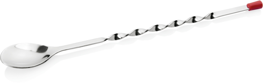 Barlöffel mir roter Kappe, 28,5 cm, Chromnickelstahl